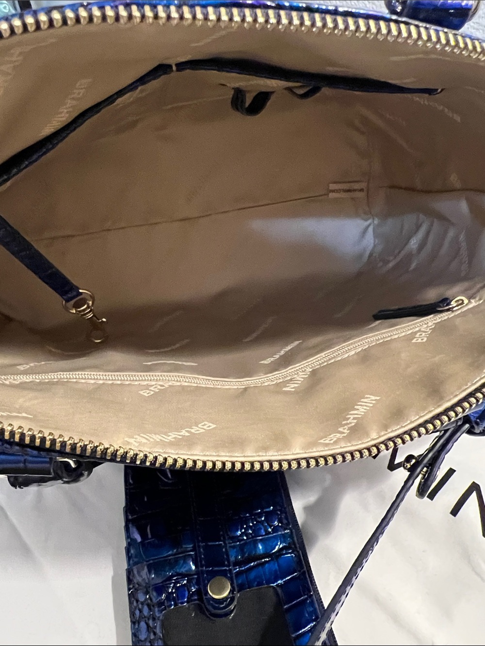 Brahmin Metallic Blue Croc-Embossed Satchel with Matching Wallet - Picture 7 of 8